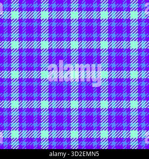 Vibrant plaid pattern with interlaced lines in shades of blue and purple. Ideal for backgrounds, textiles, or design projects needing a classic yet mo Stock Vector