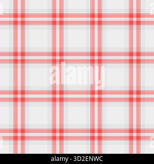 Invitation textile tartan check, aged texture background plaid. Dimensional seamless pattern fabric vector in red and sterling silver colors palette. Stock Vector