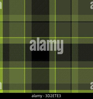 Hippie tartan check pattern, indian textile texture seamless. Luxurious vector fabric background plaid in lime and dark colors palette. Stock Vector