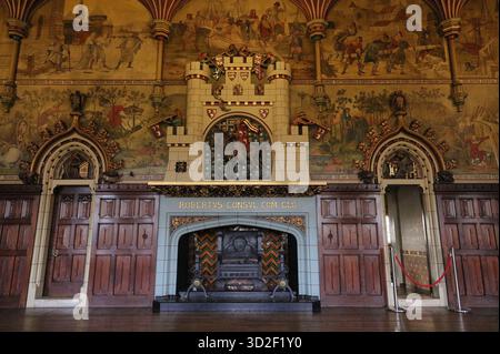 The Banqueting Hall at Cardiff Castle is the largest room and the oldest part of the building from the fifteenth century. Stock Photo