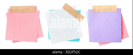 Many empty paper notes isolated on white, set Stock Photo