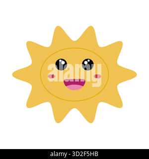 Cute Smiling Sun Vector. Perfect for childrens designs, summer themes, weather icons, educational materials, kids books or playful decorative projects Stock Vector
