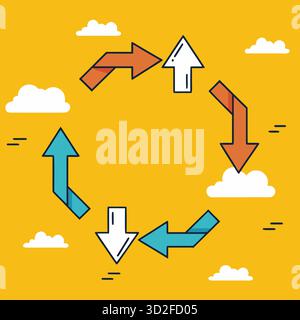 Cycle, process, arrows. Hand-drawn illustration Stock Vector