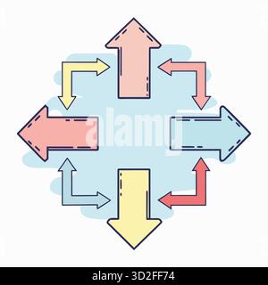 Arrows, direction, flow. Hand-drawn illustration Stock Vector