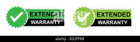 Extended Warranty Checkmark Badge for Product Guarantee and Service Protection Stock Vector
