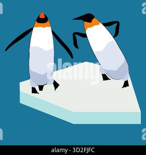 dancing penguins on an ice floe Stock Vector