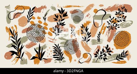 Creative minimalist hand draw Abstract art seamless pattern. Modern aesthetic illustrations. Bohemian style Collection of contemporary artistic Design Stock Vector