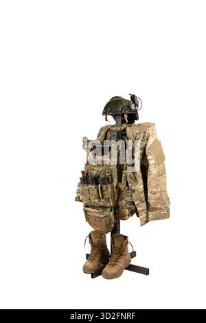 Tactical equipment, military plate carrier with rifle magazines and a ...