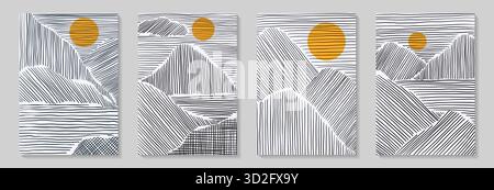 Abstract art mountain black and white modern style. Modern art graphic background. Abstract geometric background. Abstract landscape Stock Vector