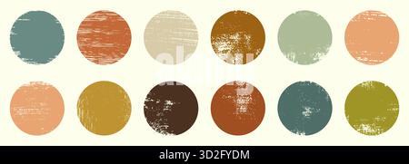 Set of colorful watercolor hand painted round shapes, stains, circles, blobs isolated on white. Elements for artistic design vintage color Stock Vector