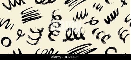 Randomly placed polka dots, hand drawn spots Seamless pattern with doodle circles and geometric shapes. Trendy hand drawn textures. Modern abstract Stock Vector
