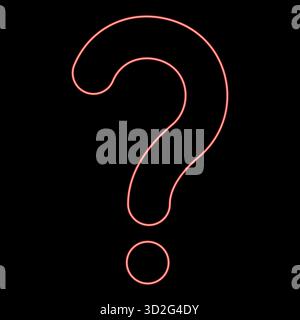 Neon sign question red color vector illustration image flat style light Stock Vector