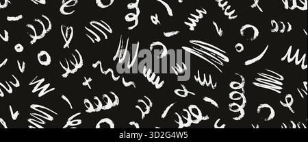Randomly placed polka dots, hand drawn spots Seamless pattern with doodle circles and geometric shapes. Trendy hand drawn textures. Modern abstract Stock Vector