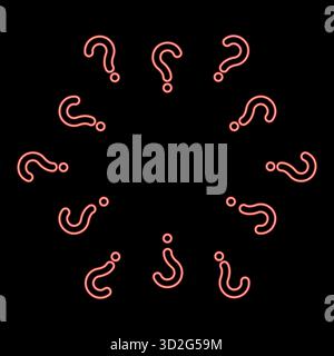 Neon signs of questions Sign question red color vector illustration image flat style light Stock Vector