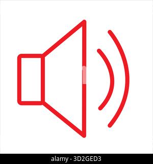 Red outline of a speaker icon with sound waves Stock Vector