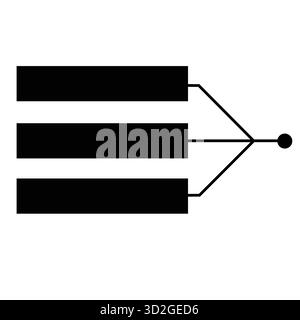 Abstract diagram of three inputs converging to a single output Stock Vector