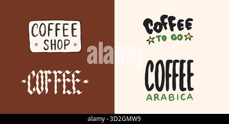 Coffee badge or emblem for your shop or package. To go and arabica coffee. Simple designs ready to use in your business. Gothic and traditional Stock Vector