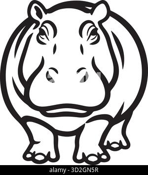 Hippopotamus Silhouette Vector Illustration. Stock Vector