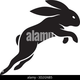 Rabbit (Jumping) Silhouette Vector Illustration. Stock Vector