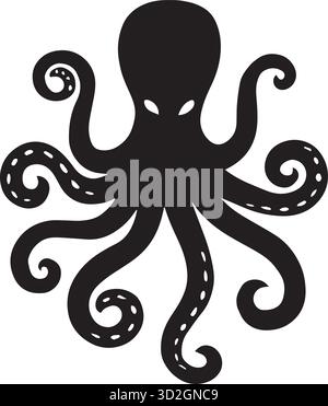 Octopus Silhouette Vector Illustration. Stock Vector
