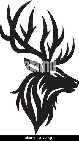deer head silhouette. Stock Vector