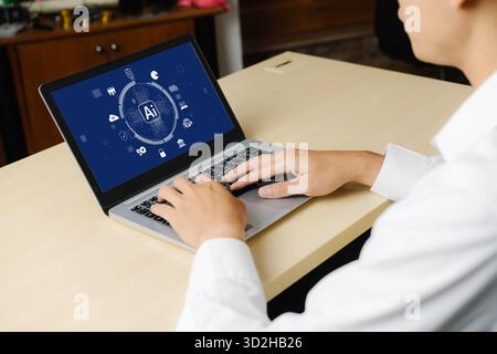 Generative AI virtual assistant tools for prompt engineer and user for ease of engage artificial intelligence AI technology help people to work with g Stock Photo