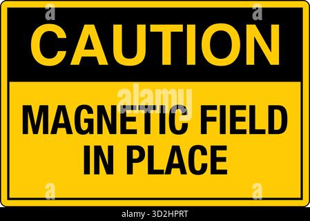 The "Safety Sign: Magnetic Field" alerts individuals to areas with strong magnetic fields that may pose risks to people with pacemakers Stock Vector