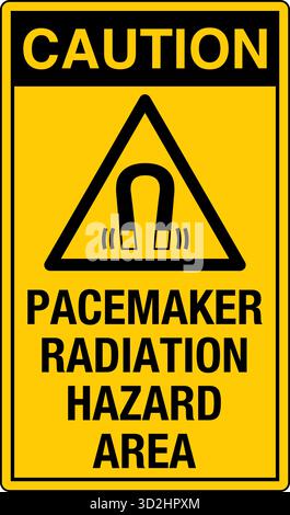 The "Safety Sign: Magnetic Field" alerts individuals to areas with strong magnetic fields that may pose risks to people with pacemakers Stock Vector