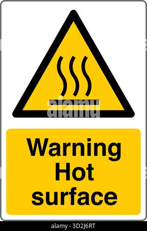The "Safety Sign: Hot Surface – Do Not Touch" alerts individuals to surfaces that can cause burns upon contact. This sign uses clear symbols and wordi Stock Vector