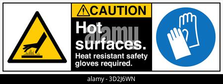 The "Safety Sign: Hot Surface – Do Not Touch" alerts individuals to surfaces that can cause burns upon contact. This sign uses clear symbols and wordi Stock Vector