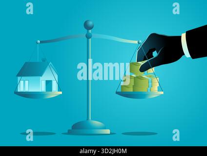 Symbolizing property appraisal, real estate value, housing market, housing inflation, asset valuation, mortgage, financial decision-making, and buying Stock Vector