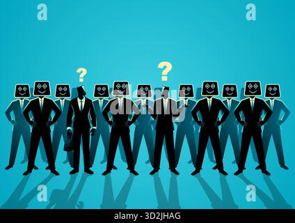 AI Replacement in Workforce, conceptual illustration of human identity and automation Stock Vector