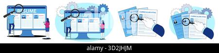 Resume and CV screening for recruitment and hiring process vector illustration Stock Vector