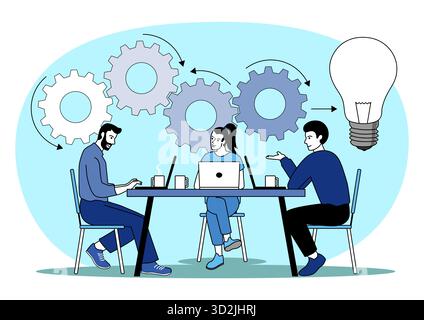 Teamwork, collaboration, thinking process, brainstorming Concept Stock Vector