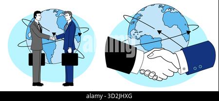 Global Business Partnership and International Cooperation Illustration Stock Vector