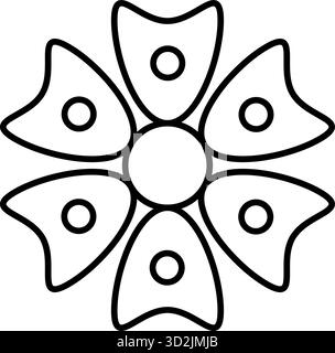 Abstract decorative flower drawing vector illustration with clean outlines designed for kids coloring activities featuring simple floral shape Stock Vector