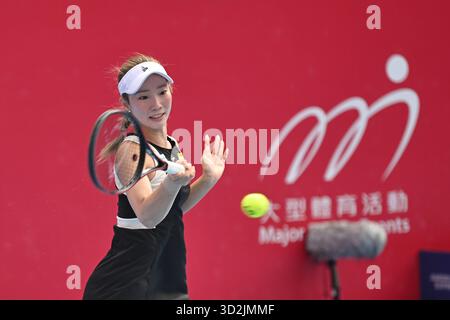 Japanese tennis player Momoko Kobori during a match at the Hong Kong Tennis Open on November 2, 2025 in Hong Kong. (Photo by Kobe Li/Nexpher Images) Stock Photo