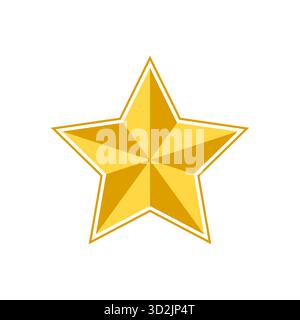 Abstract yellow star vector icon with outline isolated on white background featuring simple geometric shape ideal for creative design decorative Stock Vector