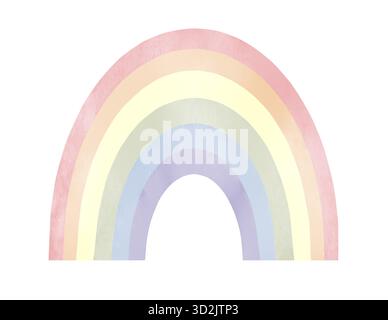 The rainbow is spring, with multicolored stripes. Watercolor illustration. A cheerful summer rainbow, set of drawings, isolated on white background. F Stock Photo