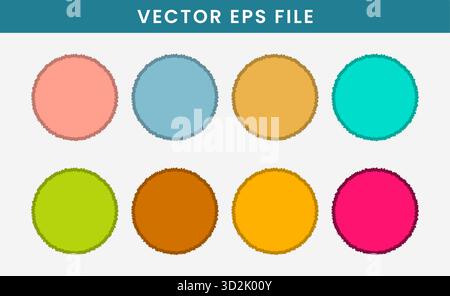 Set of abstract colorful vector circles with grunge textured edges in pastel and bright tones perfect for modern design decorative artwork creative Stock Vector