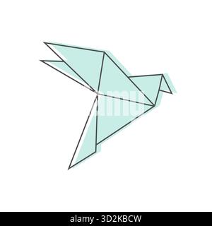 Origami pigeon. Folded paper bird. Origami dove icon symbol. Vector illustration Stock Vector
