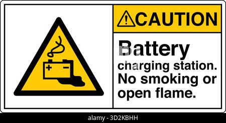 Safety Sign – Warning: Battery Charging Area alerts workers to potential hazards such as electric shock, sparks, or explosive gases during battery cha Stock Vector