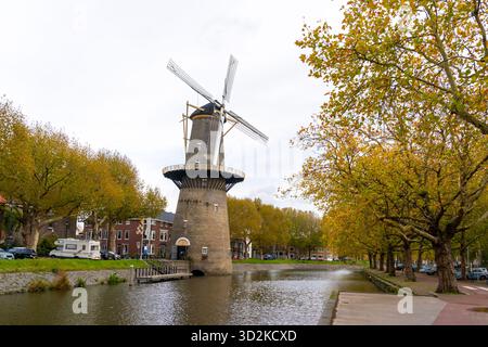 De Walvisch Windmill Museum in Schiedam, Netherlands. Stock Photo