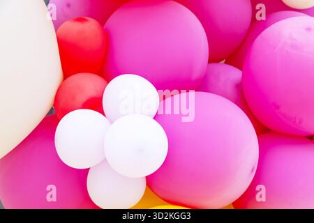 Background from colorful colored inflatable balls. Stock Photo