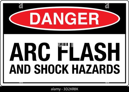 The Safety Sign Arc Flash and Shock Hazards Turn Off and Lock Out Power Before Servicing  warns individuals of the electrical risks associated Stock Vector