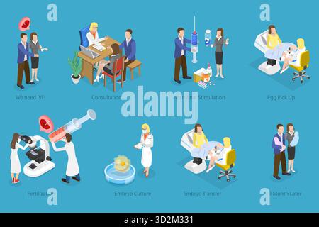 3D Isometric Flat Conceptual Illustration of In Vitro Fertilization, Artificial Pregnancy 3D Isometric Flat Conceptual Illustration of In Vitro Fertilization, Artificial Pregnancy Stock Photo