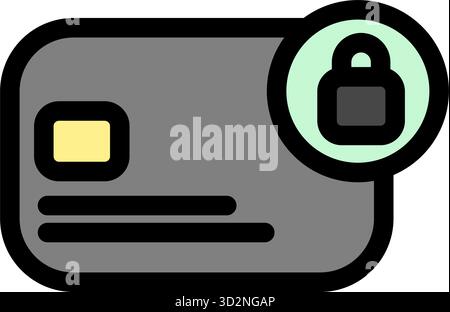 This vector icon represents a secure payment card- ideal for banking- finance- and mobile payment apps. It symbolizes secure transactions and online s Stock Vector