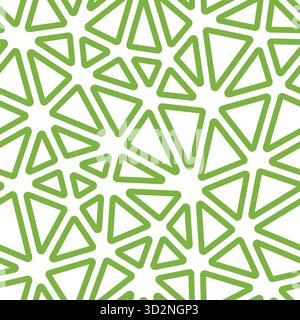 A seamless vector illustration featuring an abstract background with a pattern of large, outlined, rounded triangles in a solid green color. Stock Vector