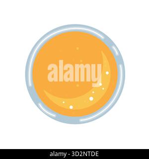 Fresh orange juice top view. Vector illustration of fresh healthy drink. A glass of fresh orange juice. Drink, cocktail, alcohol in the glass Stock Vector
