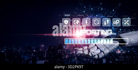 AI accelerates knowledge growth with smart training tools, virtual learning assistants, and software updates for competitive digital advantage. Vouch Stock Photo